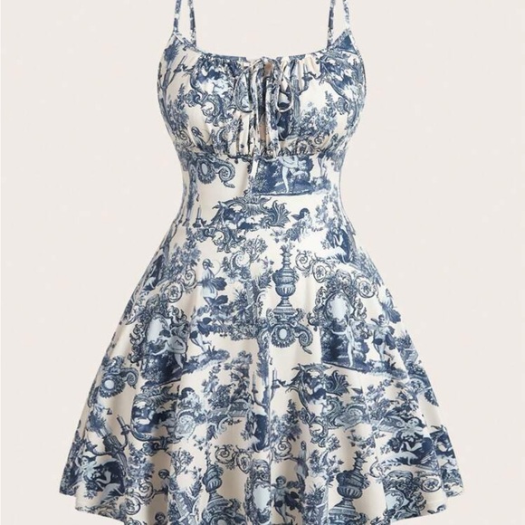 SHEIN Dresses & Skirts - Elegant Blue and White Floral Dress